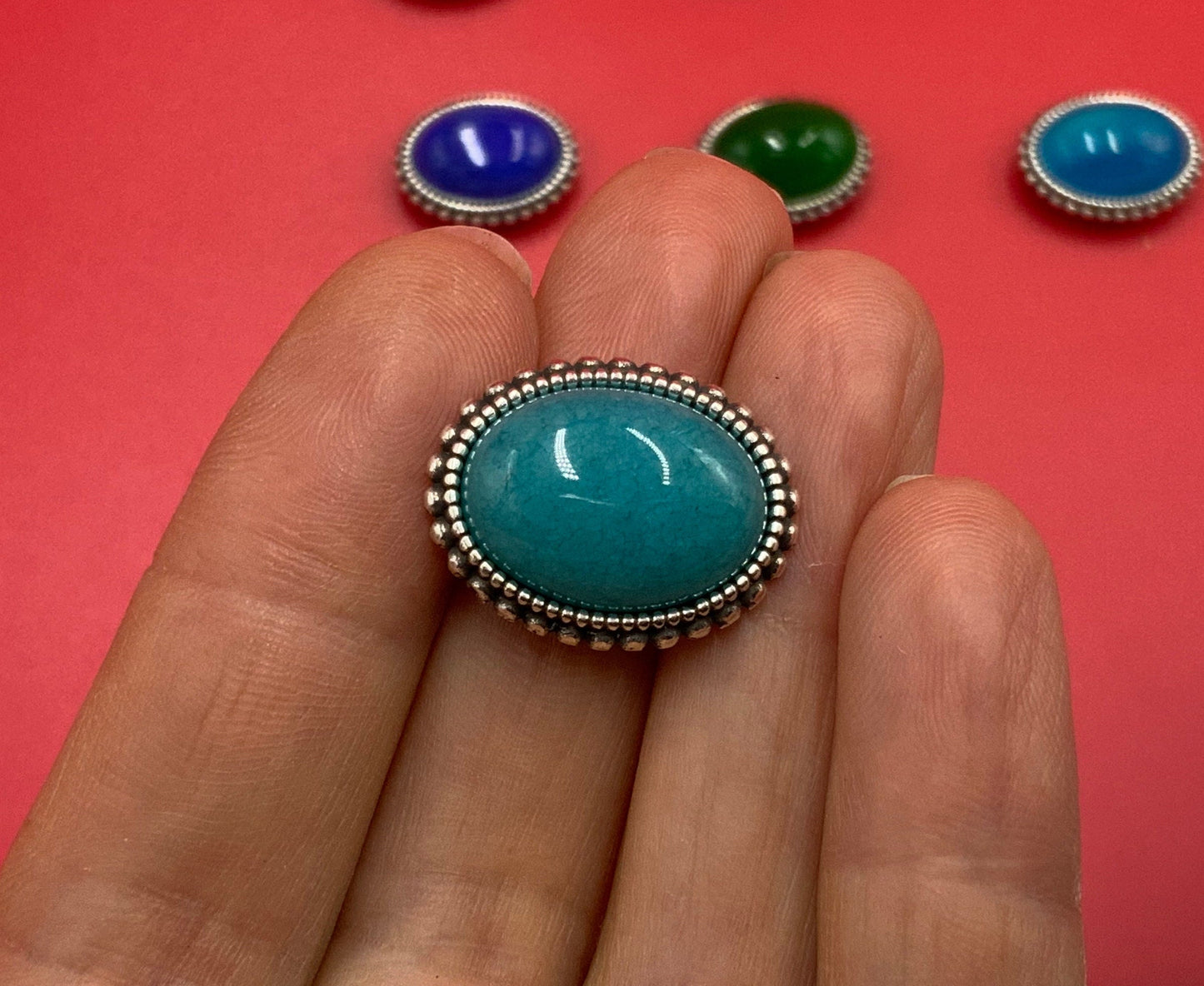FS0551>>MADE IN EUROPE zamak oval slider with natural gemstone, 10mm flat cord slider with natural stone cabochon, Qty1
