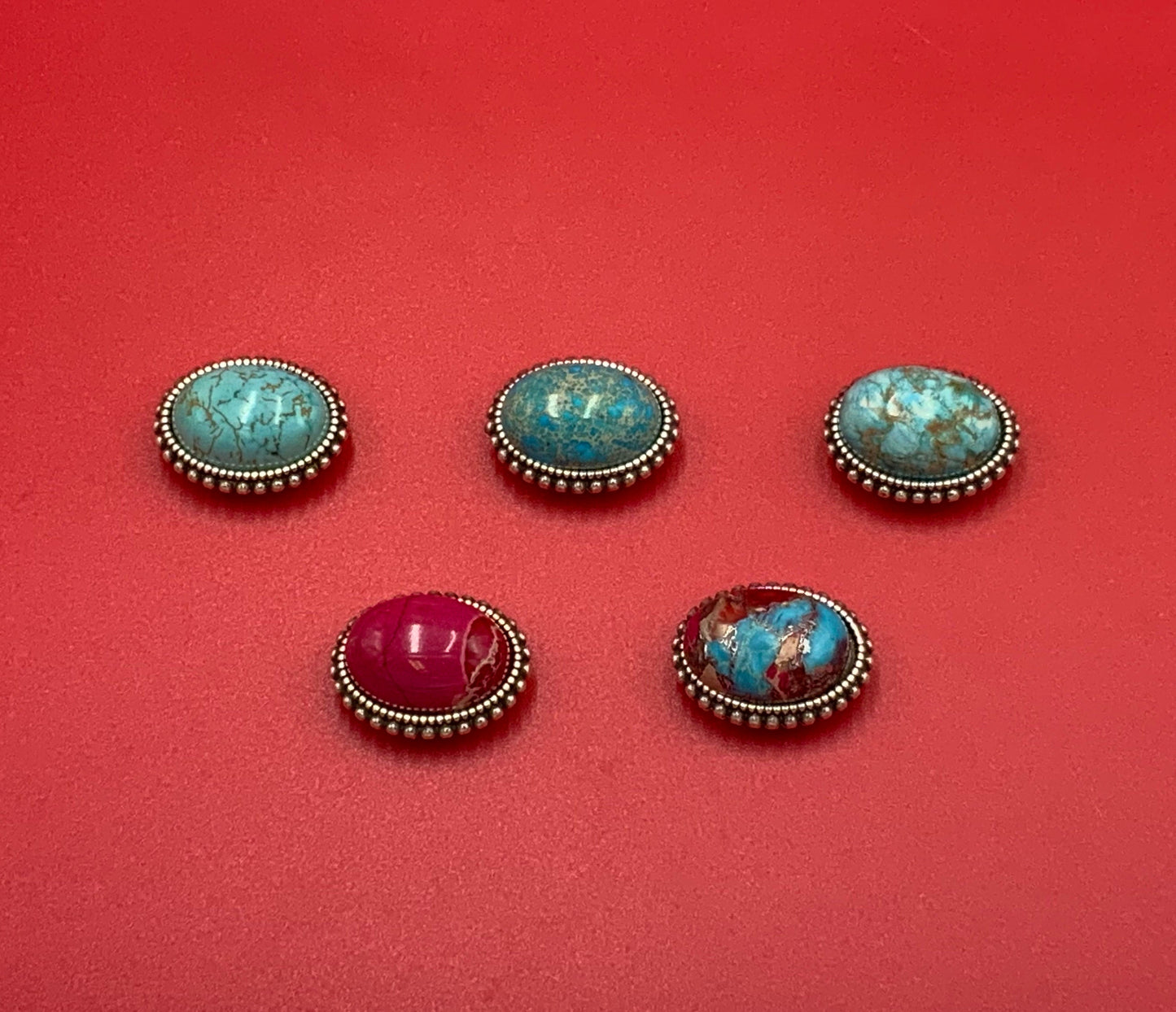 FS0551>>MADE IN EUROPE zamak oval slider with natural gemstone, 10mm flat cord slider with natural stone cabochon, Qty1