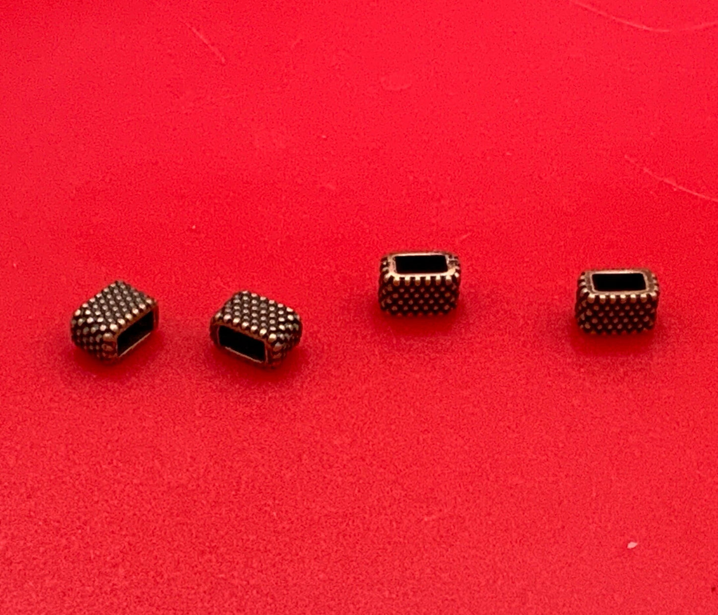 FS0166>>MADE in EUROPE 4 zamak sliders, 5mm cord slider tube, flat 5mm cord slider bead, beaded 5mm tube (F943P) Qty4