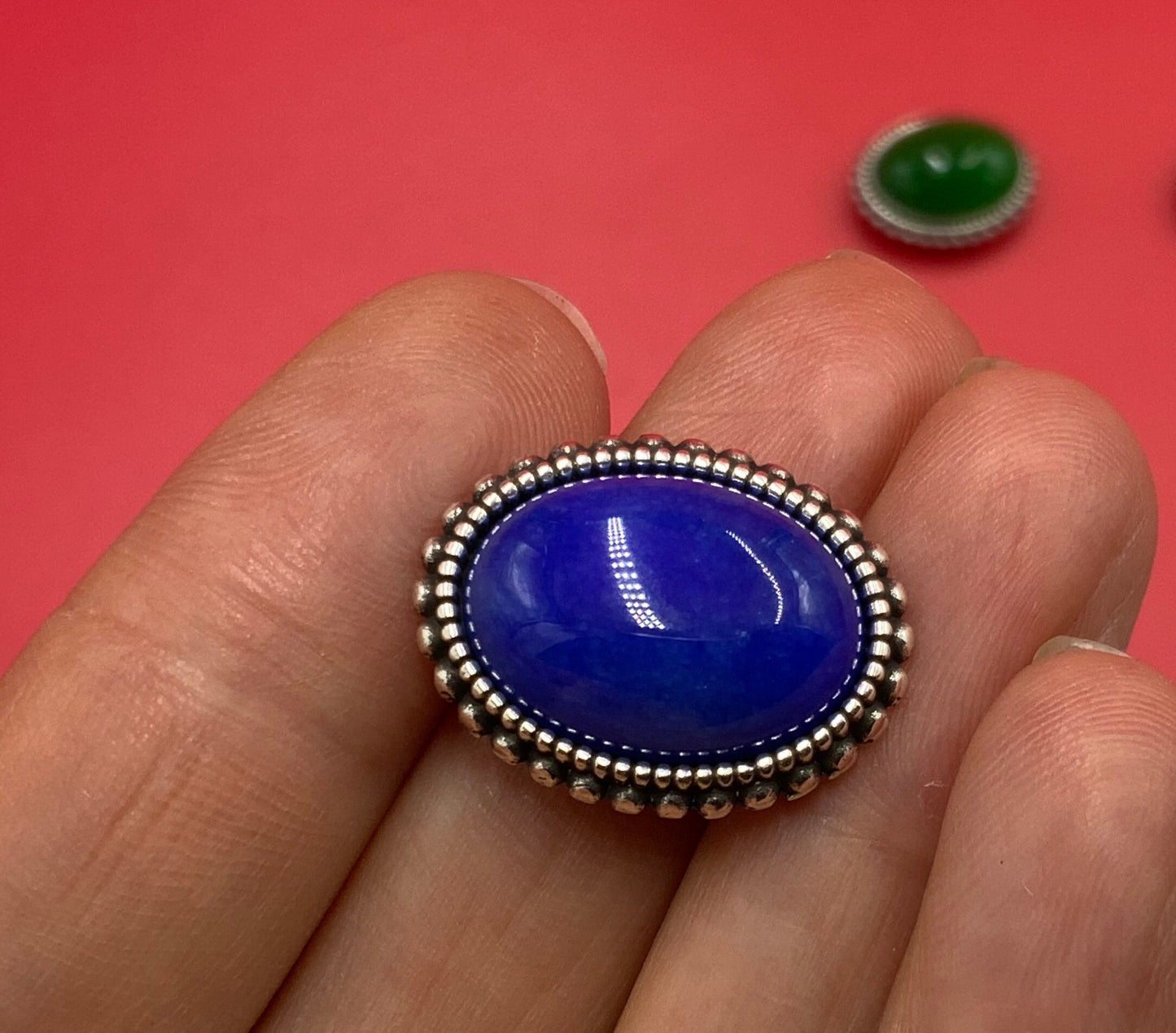 FS0551>>MADE IN EUROPE zamak oval slider with natural gemstone, 10mm flat cord slider with natural stone cabochon, Qty1
