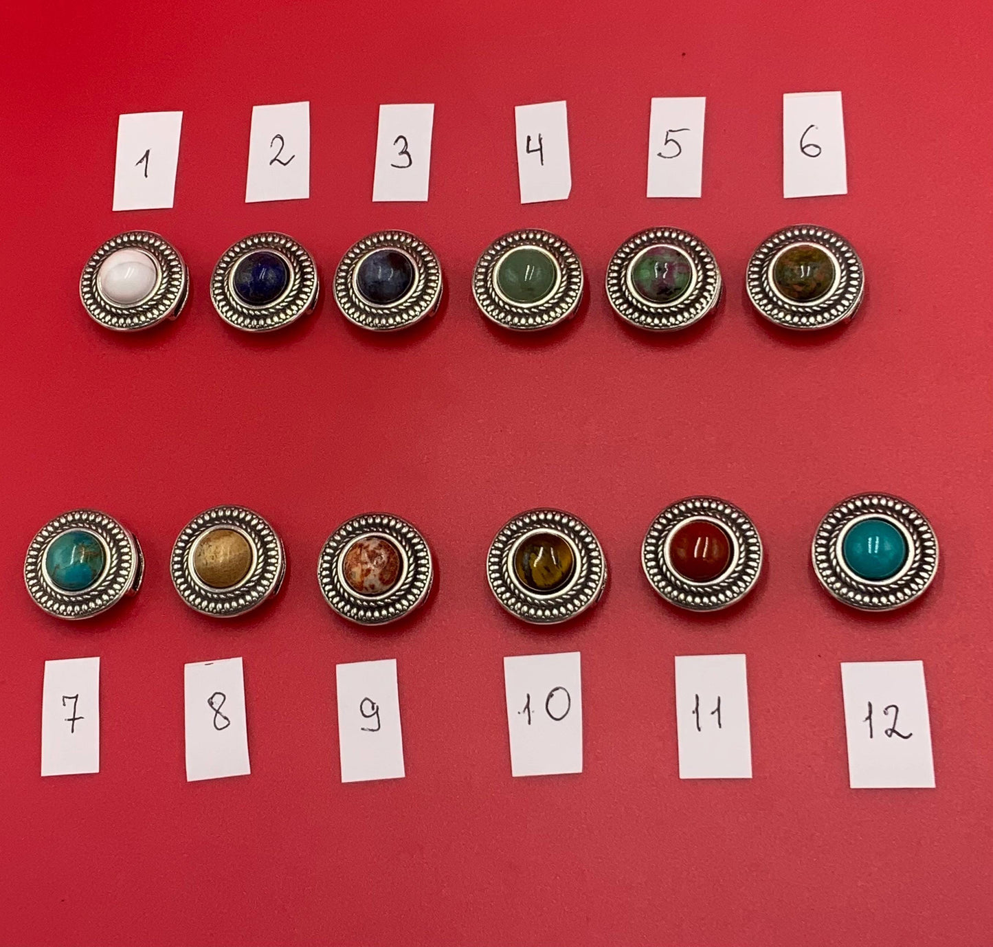FC0435>>MADE in EUROPE zamak round clasp for 10mm, flat cord clasp with gemstone, 10mm flat cord clasp, Qty1