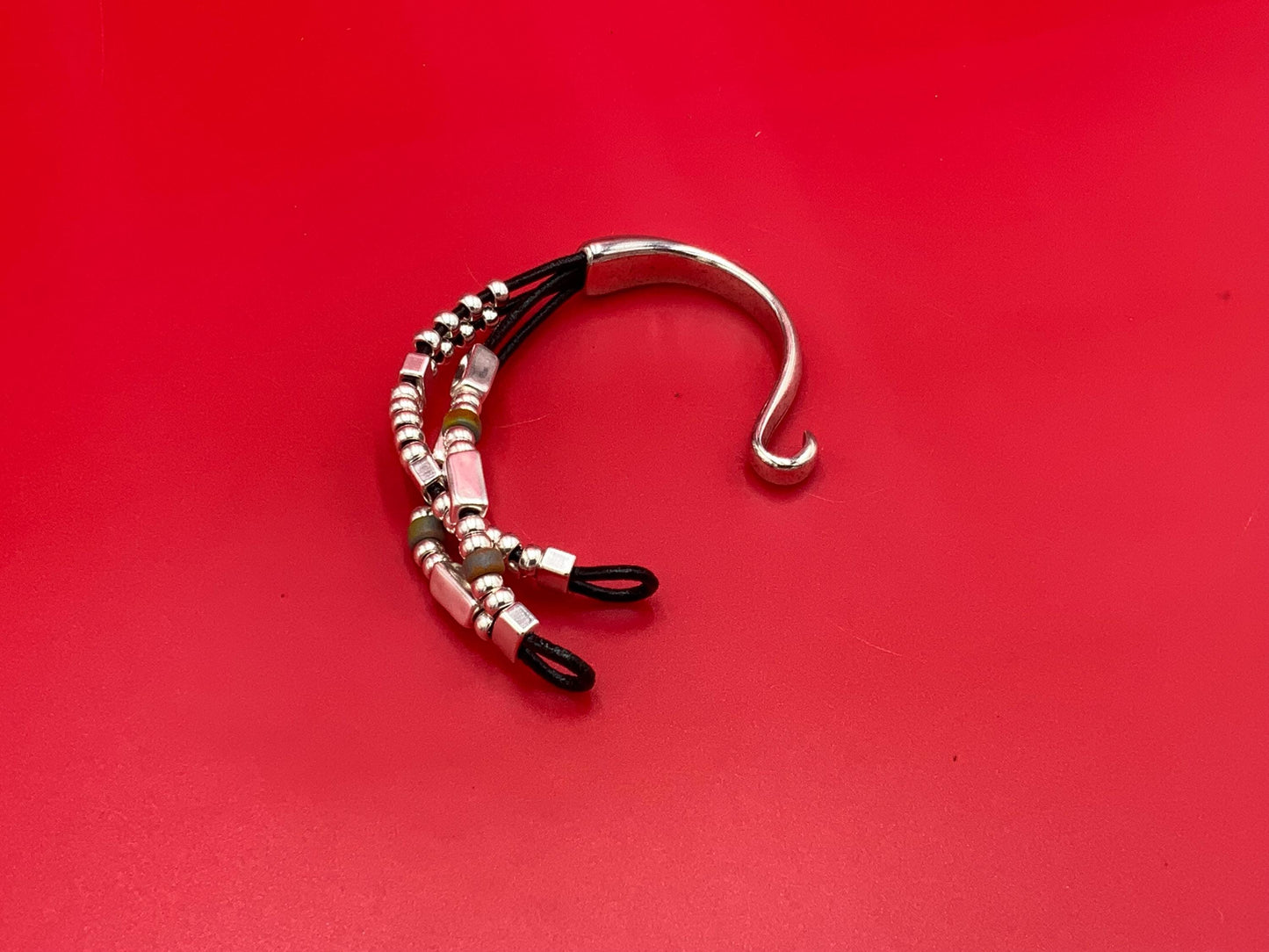 B0002>>MADE in EUROPE Zamak half bracelet finding, flat cord half bracelet with slider, silver half bracelet, qty1