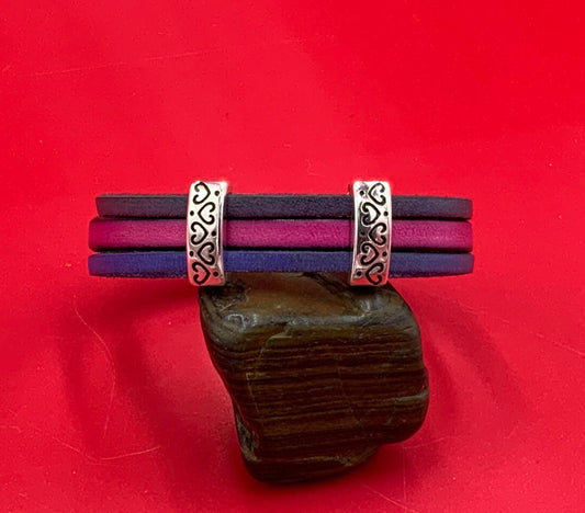 FS0646>>MADE in EUROPE 2 Zamak sliders, 11.5mm flat leather cord Zamak slider bars, qty2