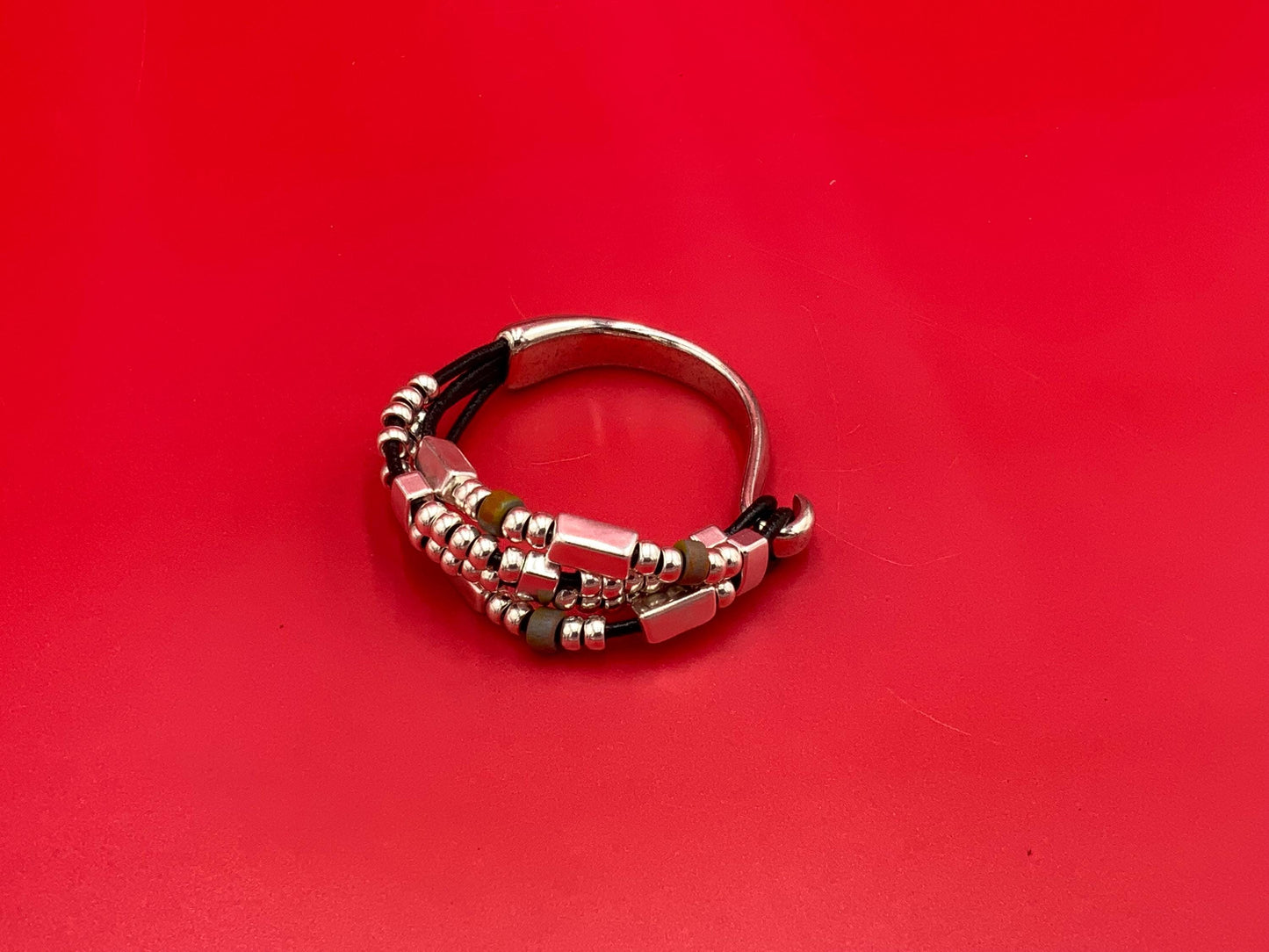 B0002>>MADE in EUROPE Zamak half bracelet finding, flat cord half bracelet with slider, silver half bracelet, qty1