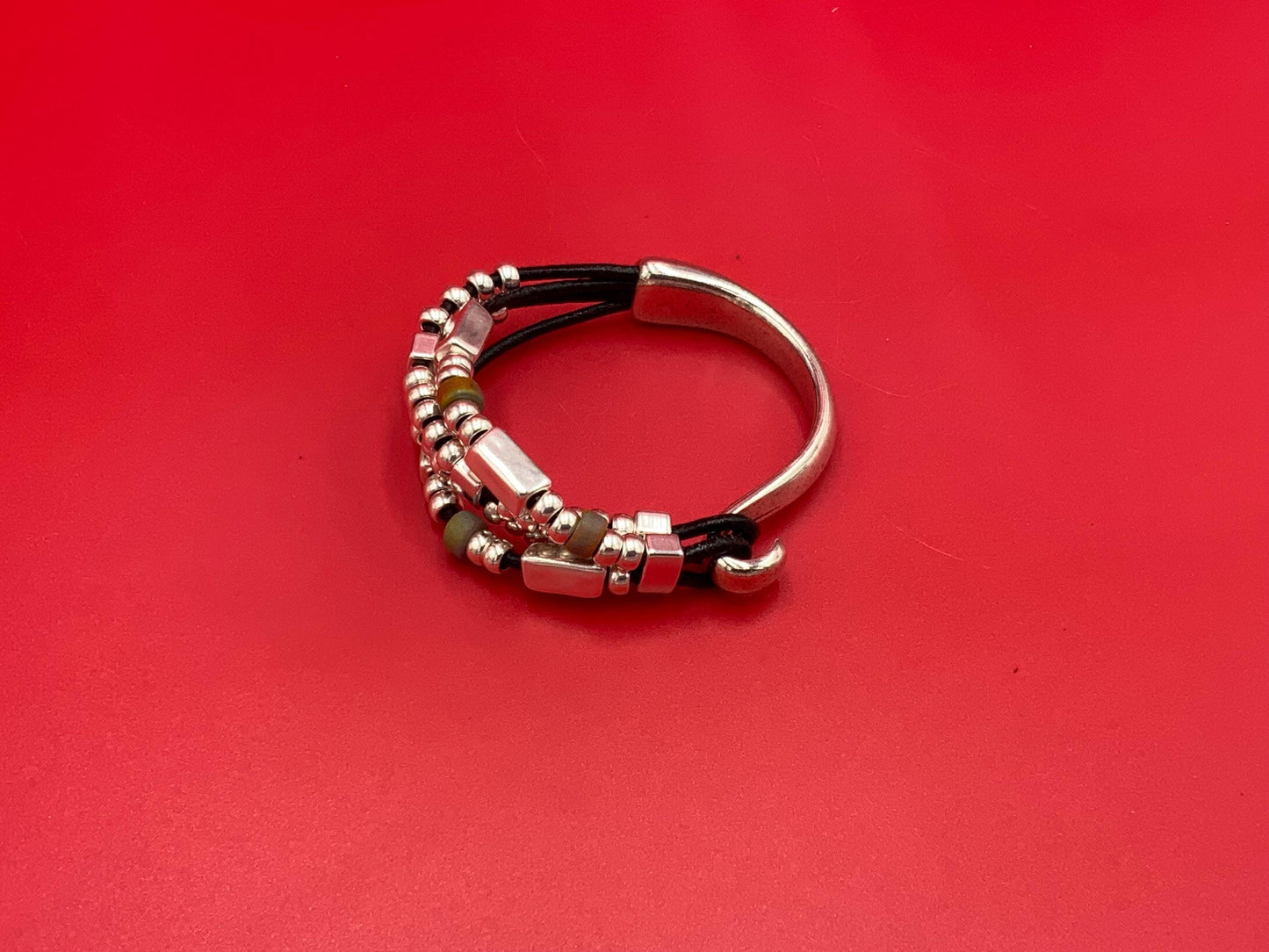 B0002>>MADE in EUROPE Zamak half bracelet finding, flat cord half bracelet with slider, silver half bracelet, qty1