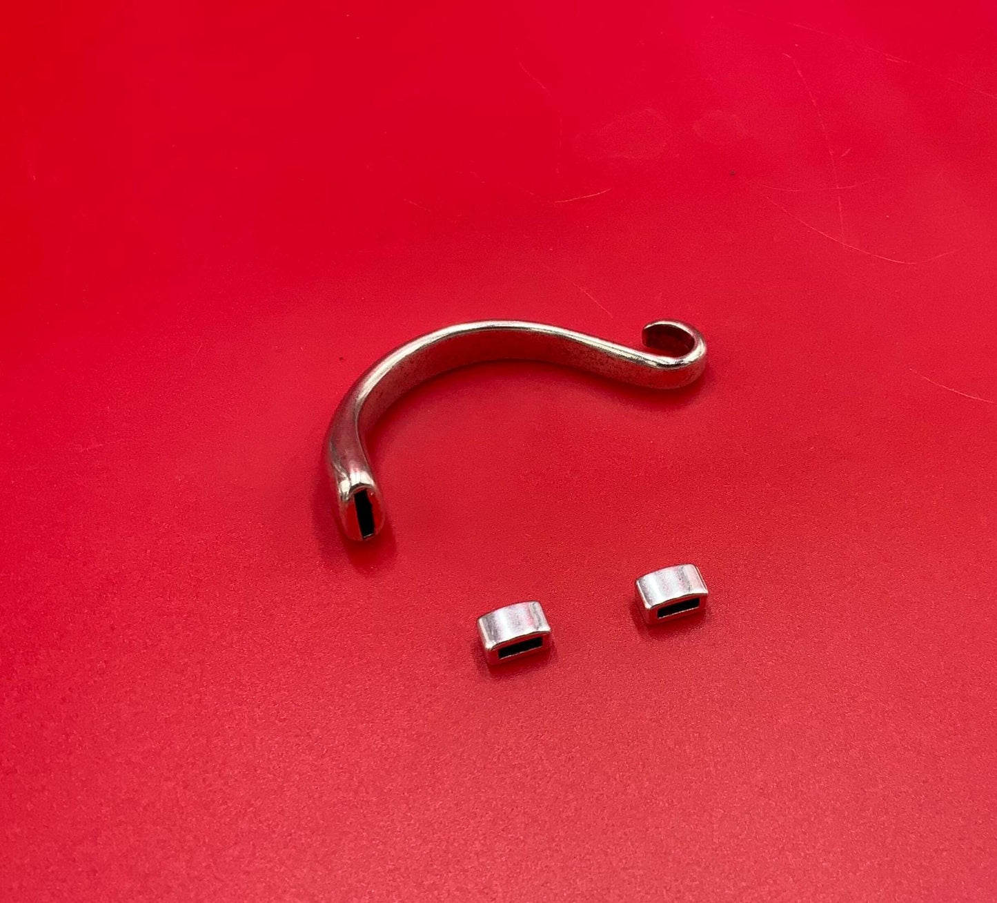B0002>>MADE in EUROPE Zamak half bracelet finding, flat cord half bracelet with slider, silver half bracelet, qty1