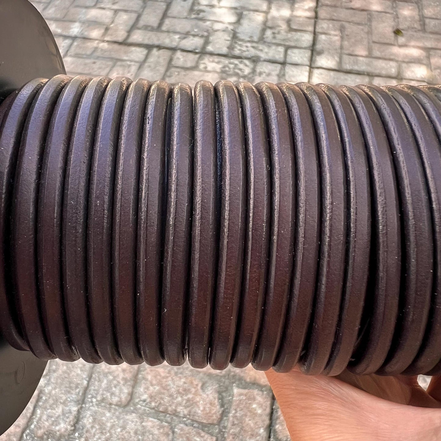 MADE in SPAIN 2 feet (24"/61cm) brown round leather cord, 5mm round leather cord, (MARR5BRNAT)