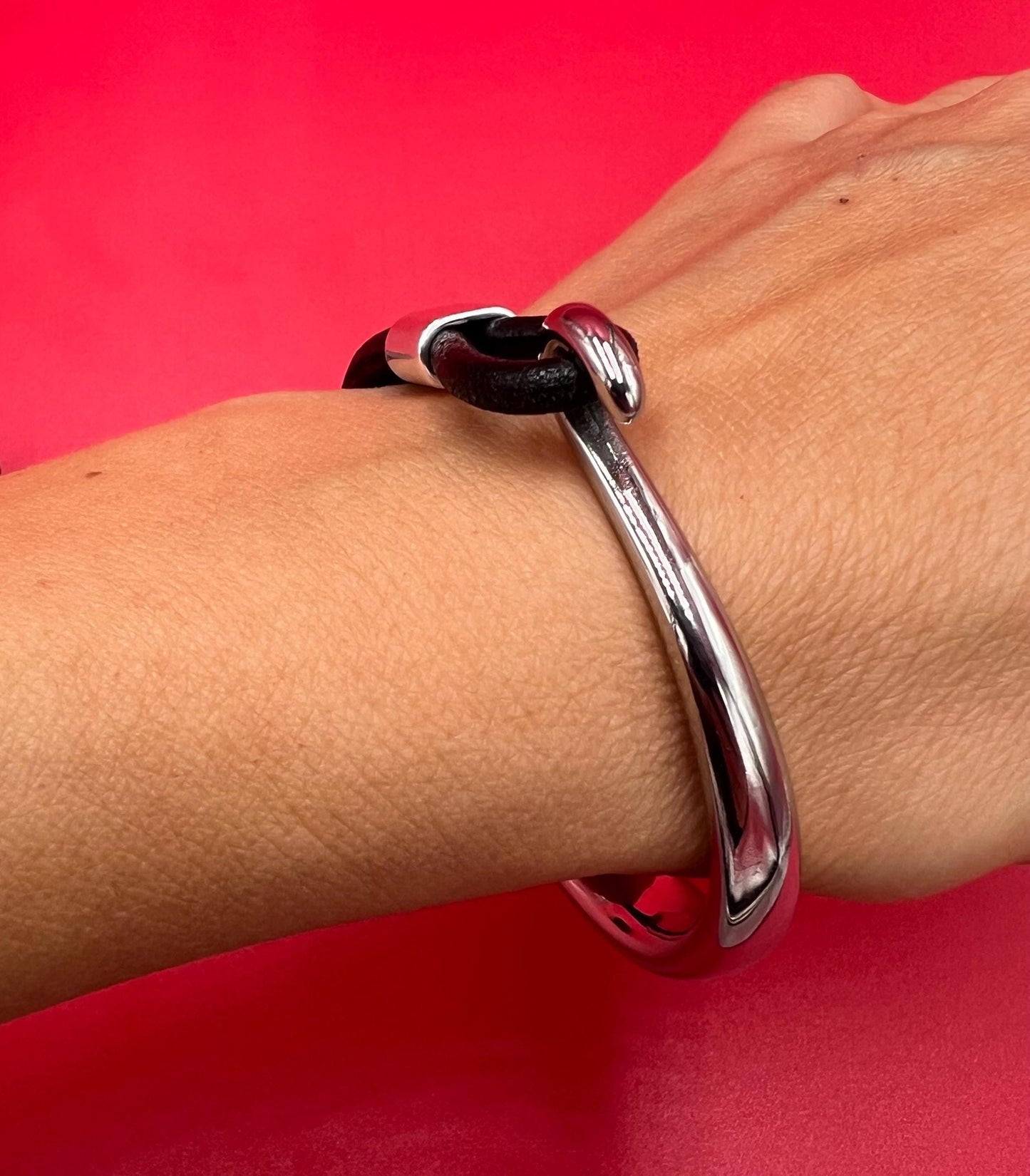 B0109>> 304 Stainless steel half bracelet for 3.5mm round cord, silver half bracelet qty 1 set