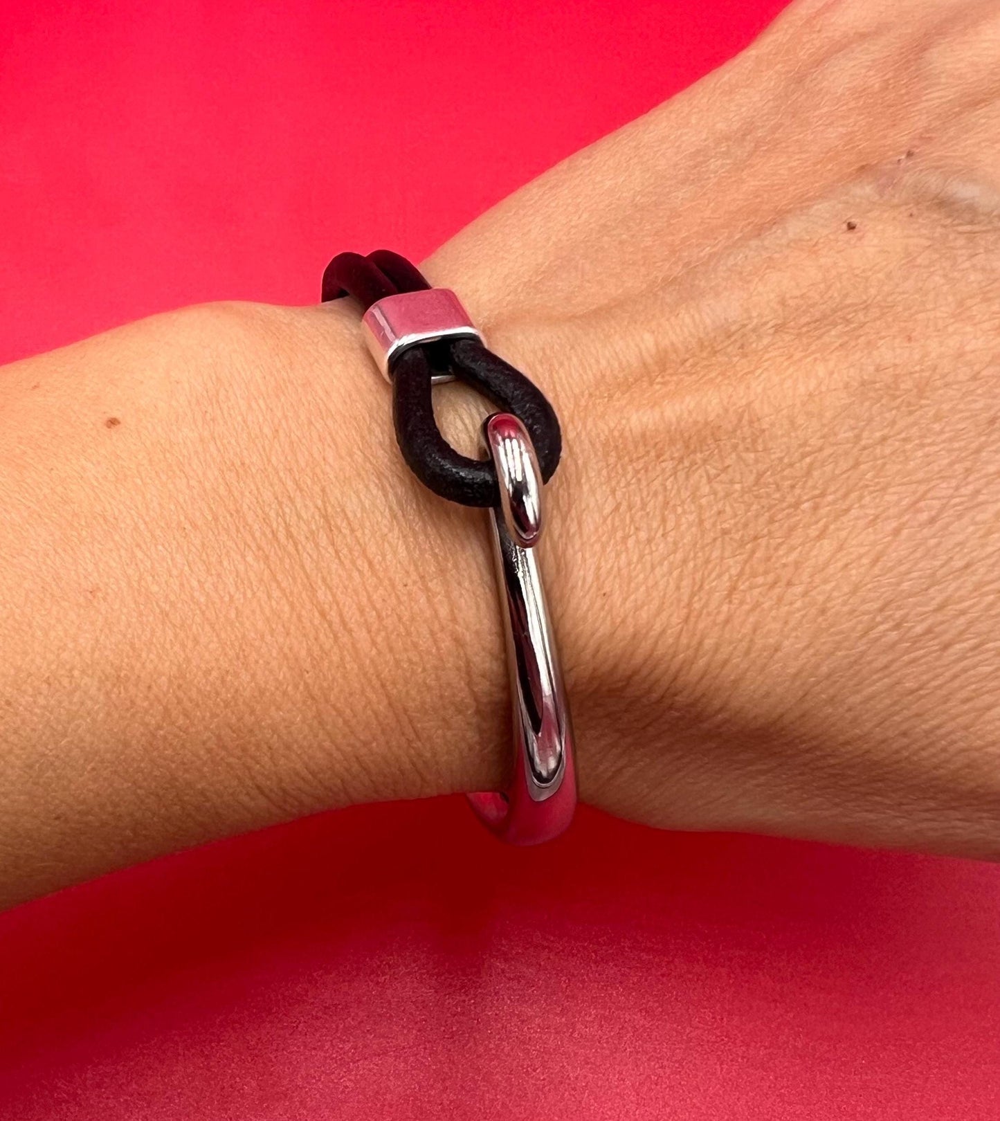 B0109>> 304 Stainless steel half bracelet for 3.5mm round cord, silver half bracelet qty 1 set