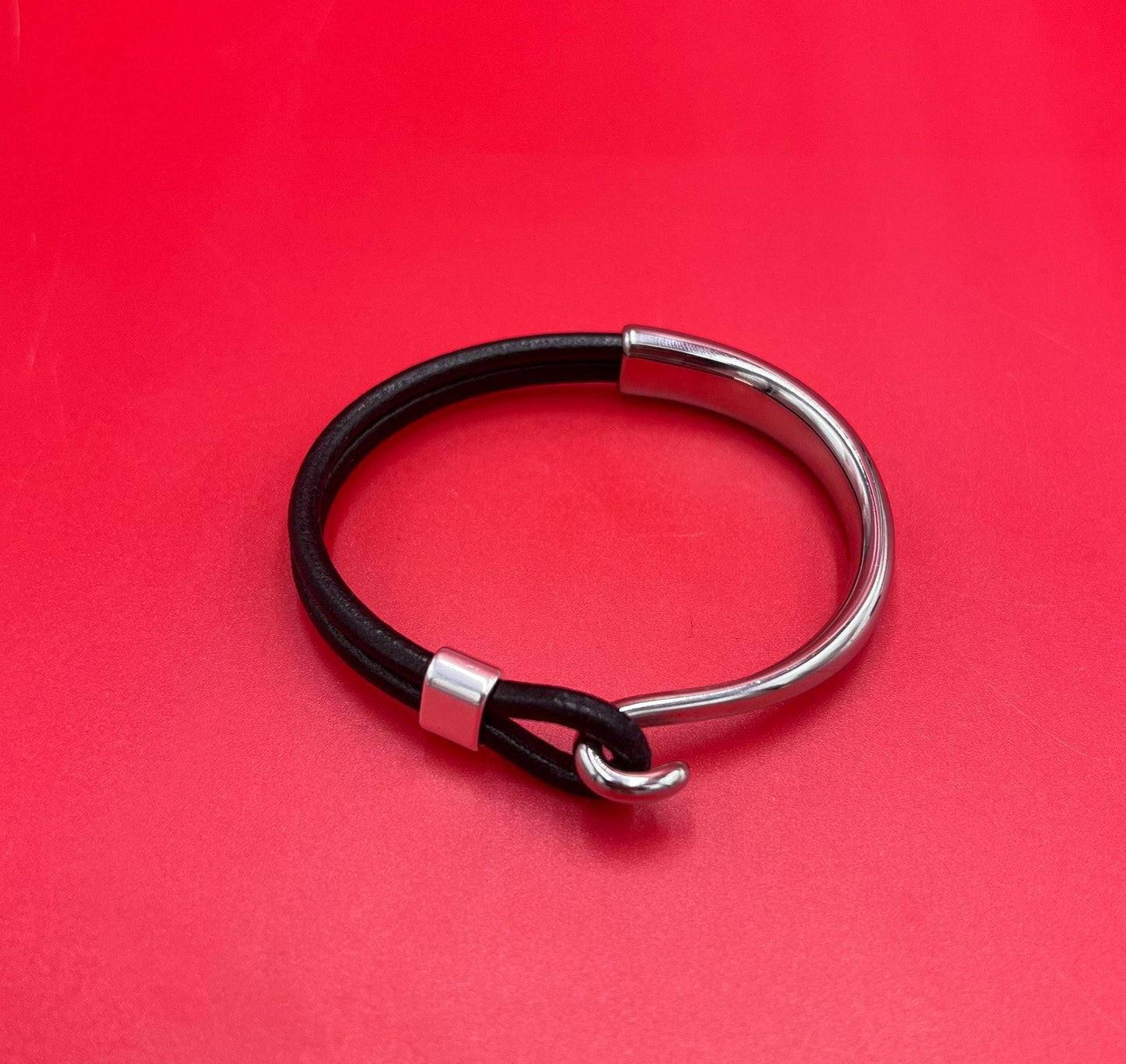 B0109>> 304 Stainless steel half bracelet for 3.5mm round cord, silver half bracelet qty 1 set