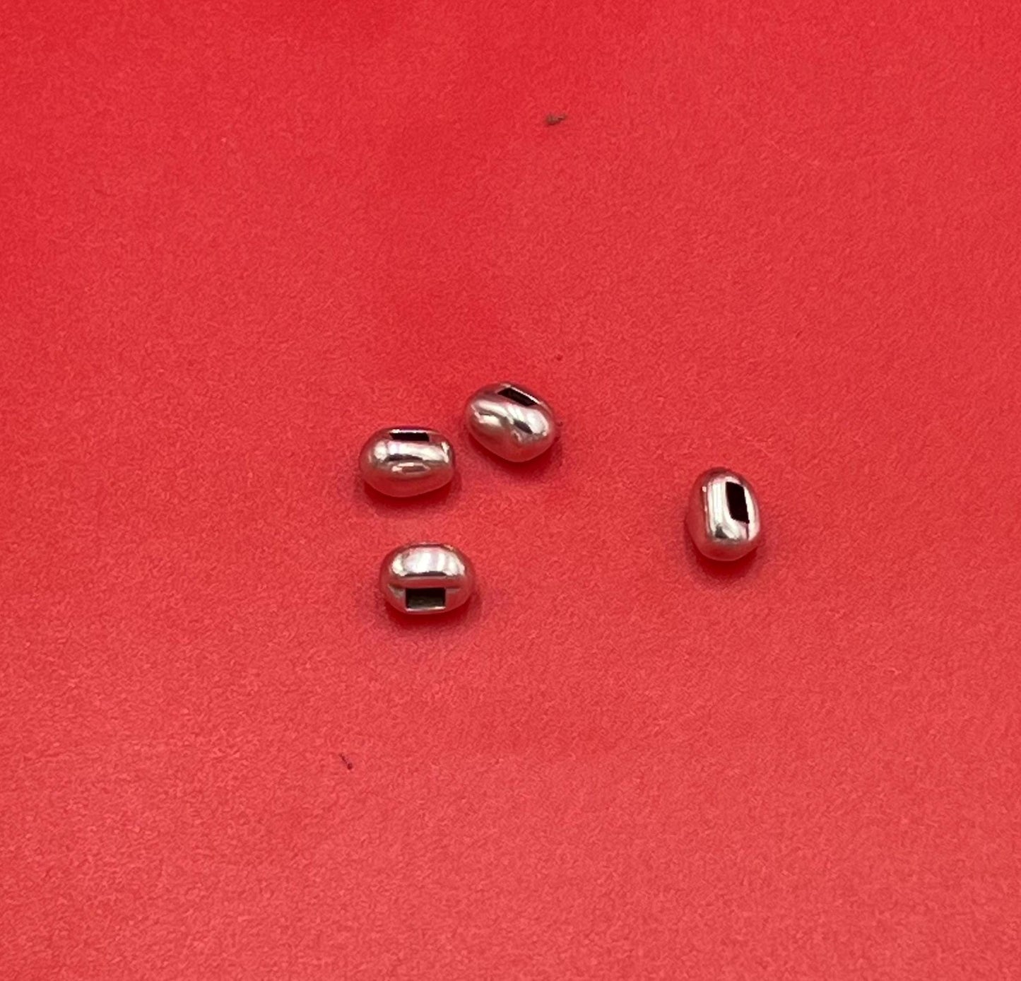 FS0651>>MADE IN EUROPE 4 zamak oval sliders, 3x2mm sliders, 3mm silver oval sliders Qty4
