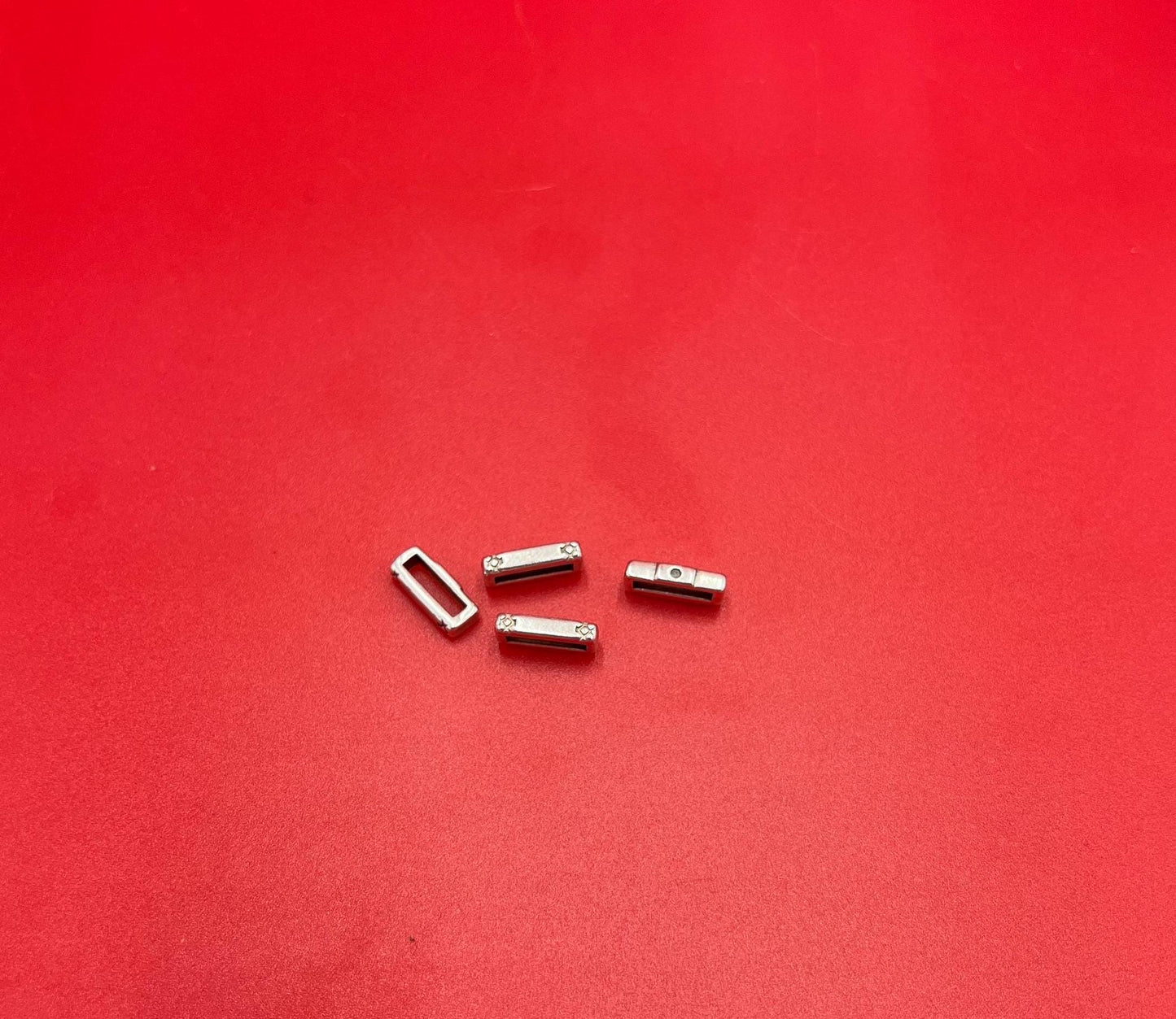 FS0652>>MADE in EUROPE 4 crimpable slider bars, 10mm flat cord crimp sliders, 10mm leather cord  sliders, Qty4