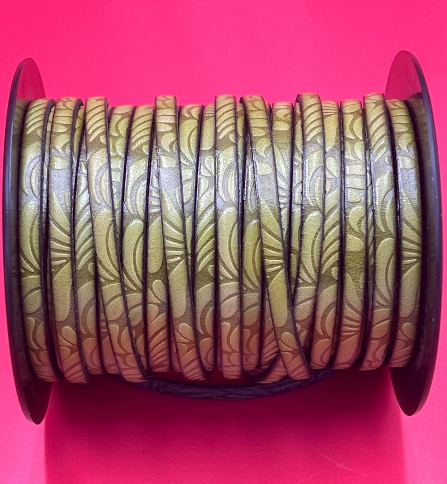 MADE in EUROPE 24'' flat 5mm embossed leather cord, 5mm green leather cord, 5mm embossed leather cord (AR150/05/17)