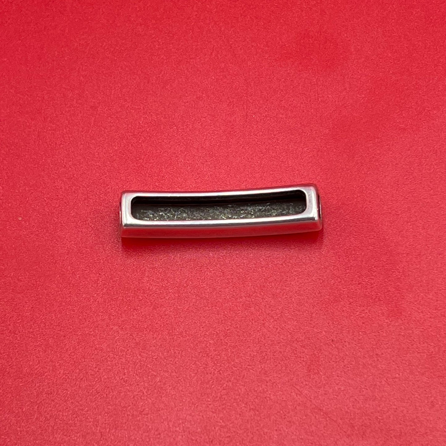 FS0649>>MADE in EUROPE zamak tube slider, 5mm cord slider tube, flat 5mm cord slider bead, silver slider tube  Qty1