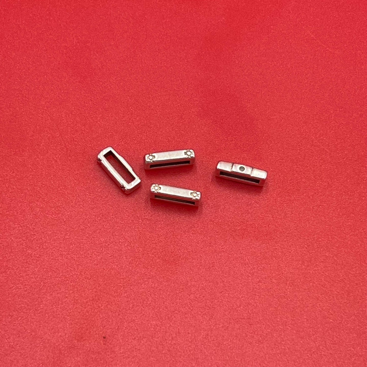 FS0652>>MADE in EUROPE 4 crimpable slider bars, 10mm flat cord crimp sliders, 10mm leather cord  sliders, Qty4