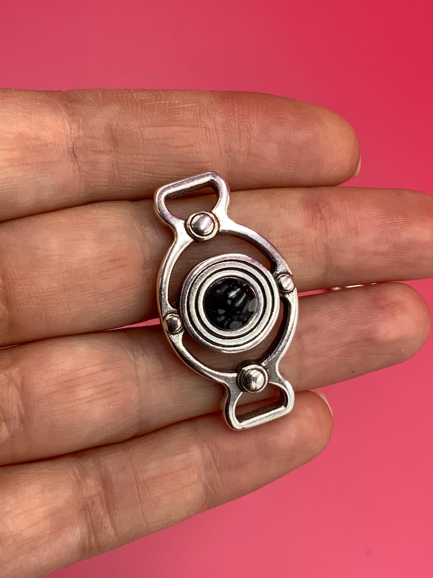 C0101>>MADE in EUROPE  flat cord zamak connector, 6mm cord connector, 5mm cord connector with cabochon Qty1