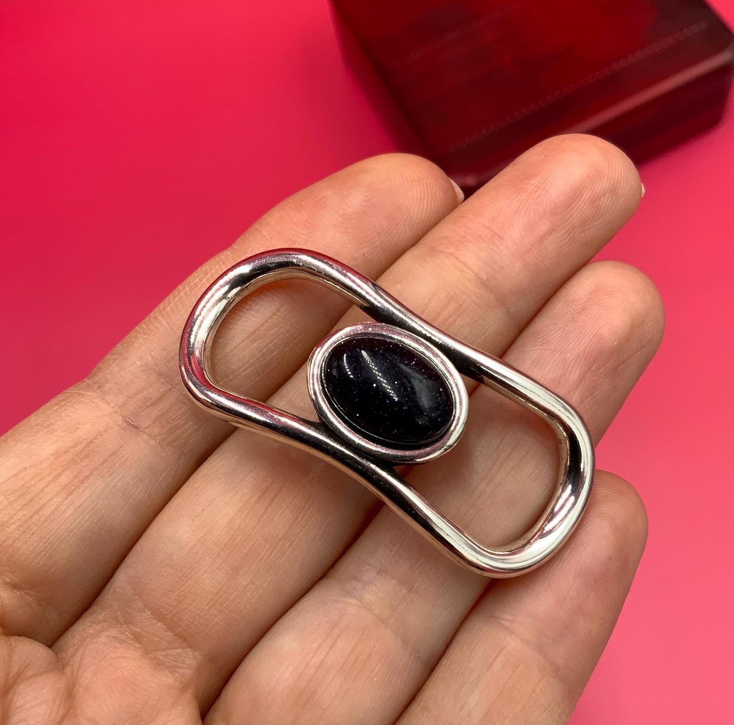 C0203>>MADE in EUROPE zamak connector with gemstone, 10mm cord connector, flat 10mm leather cord connector Qty1