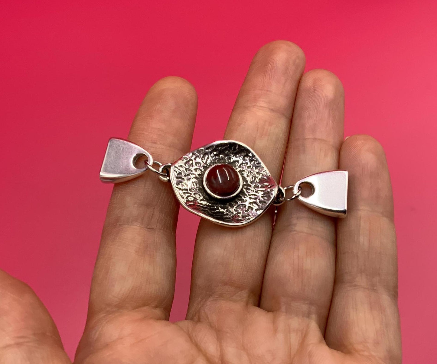 C0204>>MADE in EUROPE zamak connector with gemstone, 10mm cord connector, flat 10mm leather cord connector Qty1