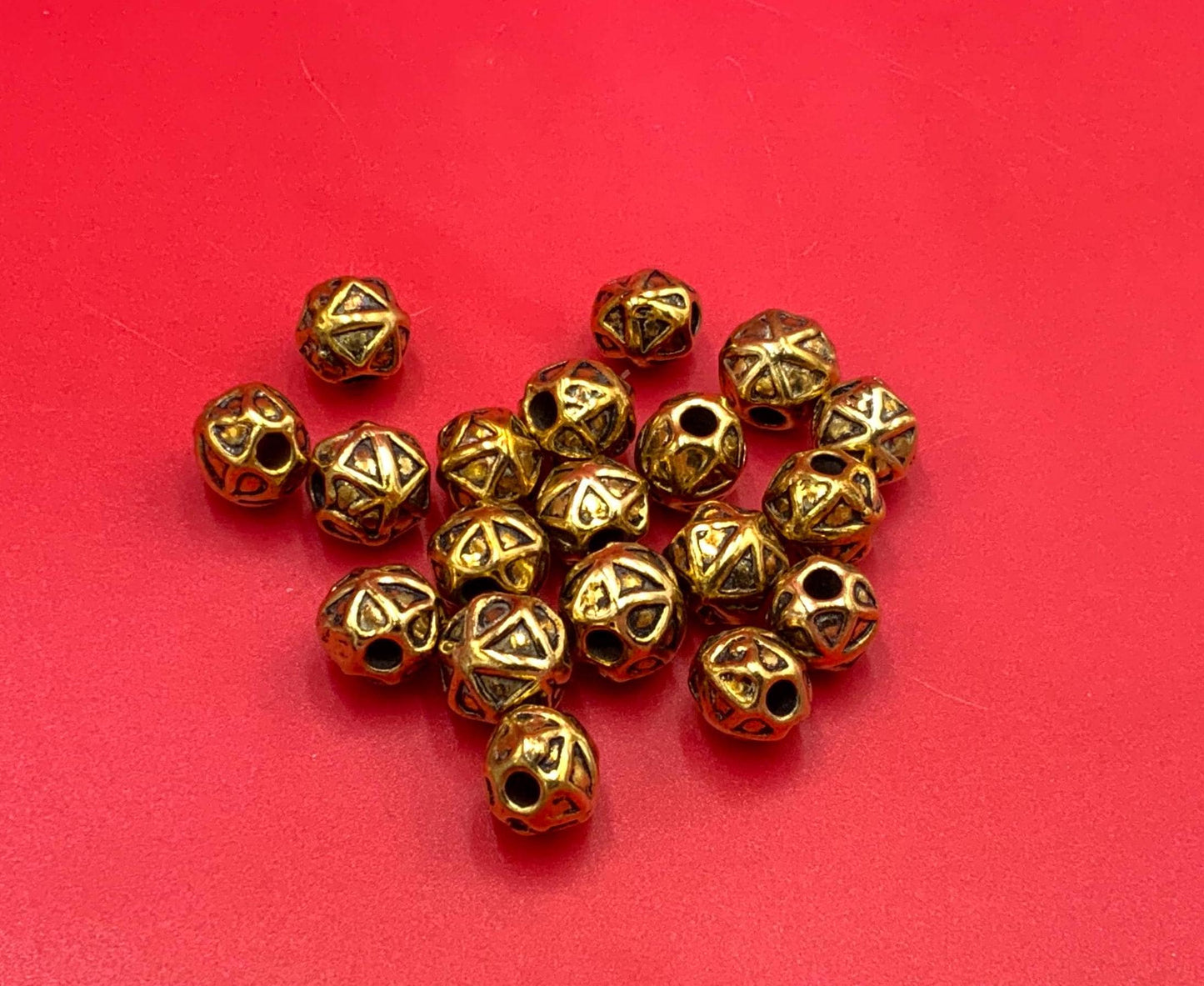 MADE IN EUROPE, 4 gold beads, 10mm gold round bead, gold slider, (B2560AG)Qty4