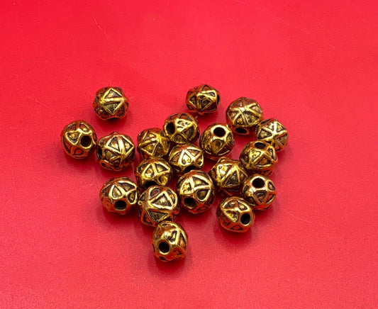 MADE IN EUROPE, 4 gold beads, 10mm gold round bead, gold slider, (B2560AG)Qty4