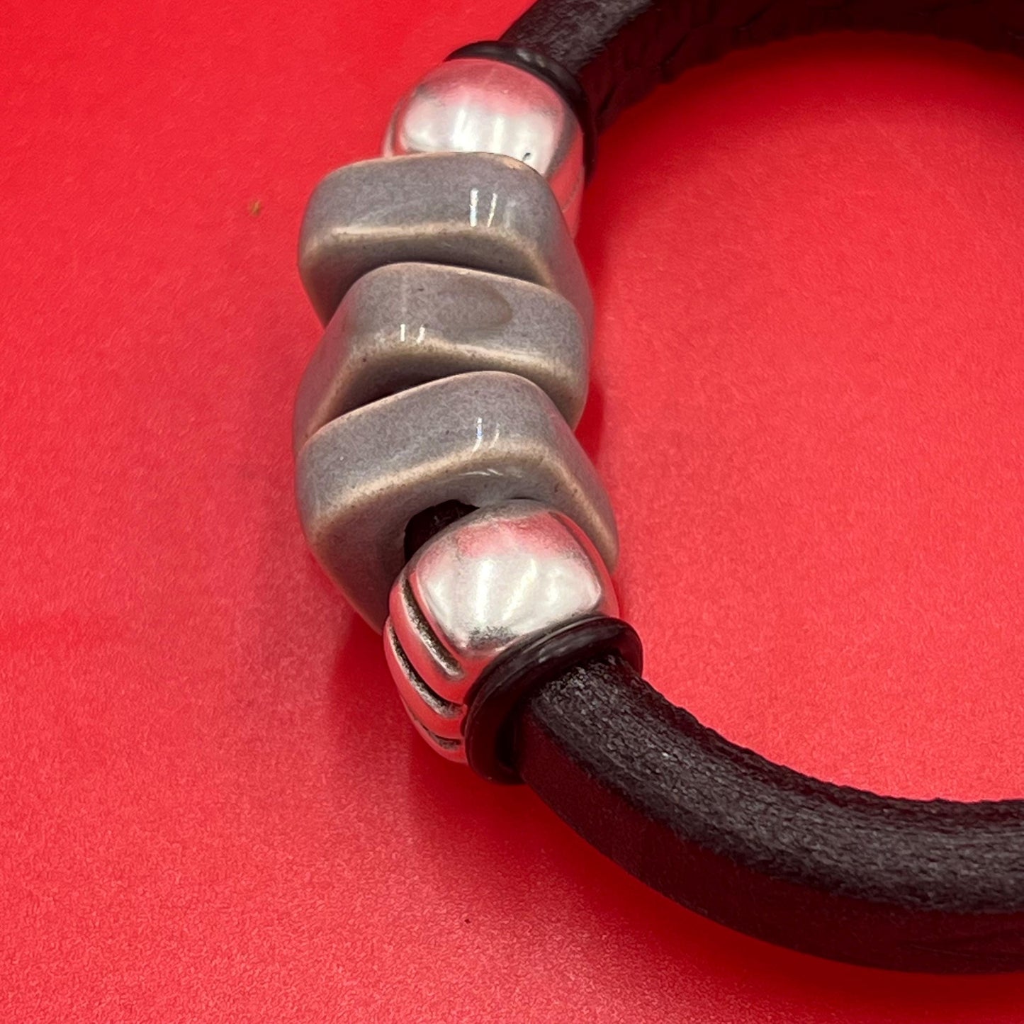 LS0113>>MADE IN EUROPE ceramic licorice cord sliders, licorice ceramic slider, 10x6mm ceramic sliders (qty 1)