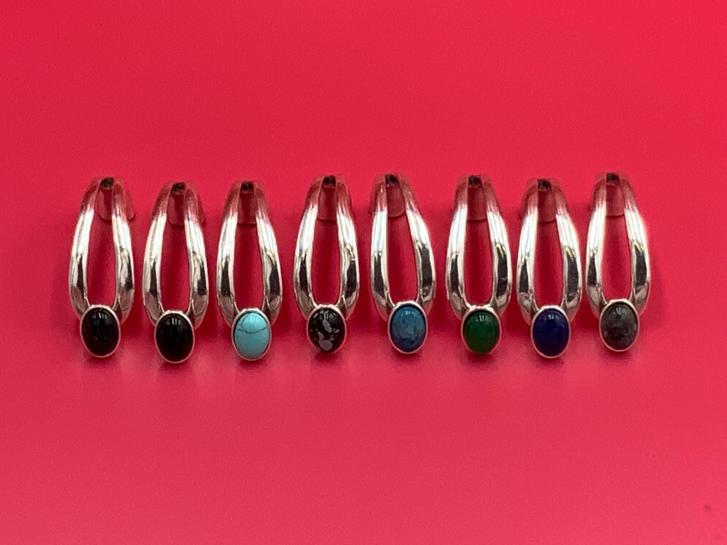 B0112>>MADE in EUROPE zamak oval button half bracelet+ slider, gemstone half bracelet, zamak half cuff with stone cabochon, Qty 1set