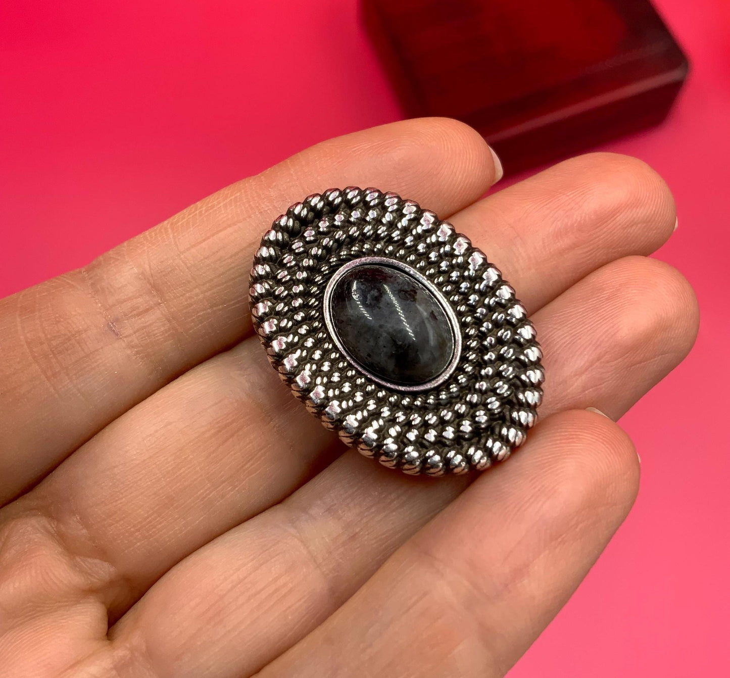 FS0656>> Made in EUROPE zamak 10mm oval slider with gemstone cabochon
