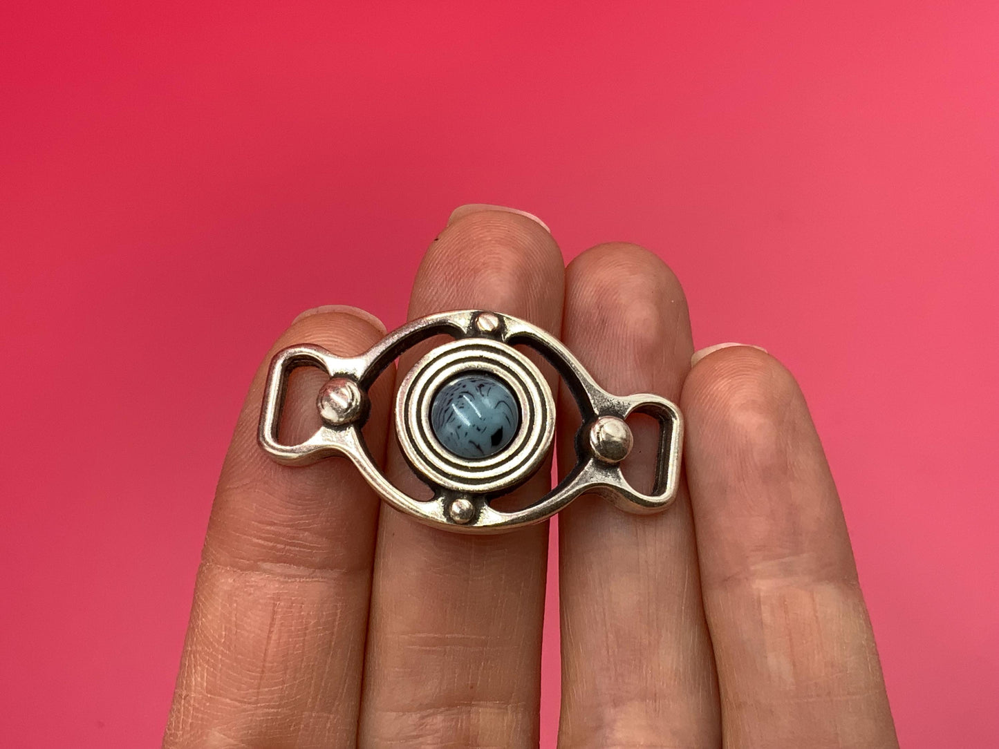 C0101>>MADE in EUROPE  flat cord zamak connector, 6mm cord connector, 5mm cord connector with cabochon Qty1