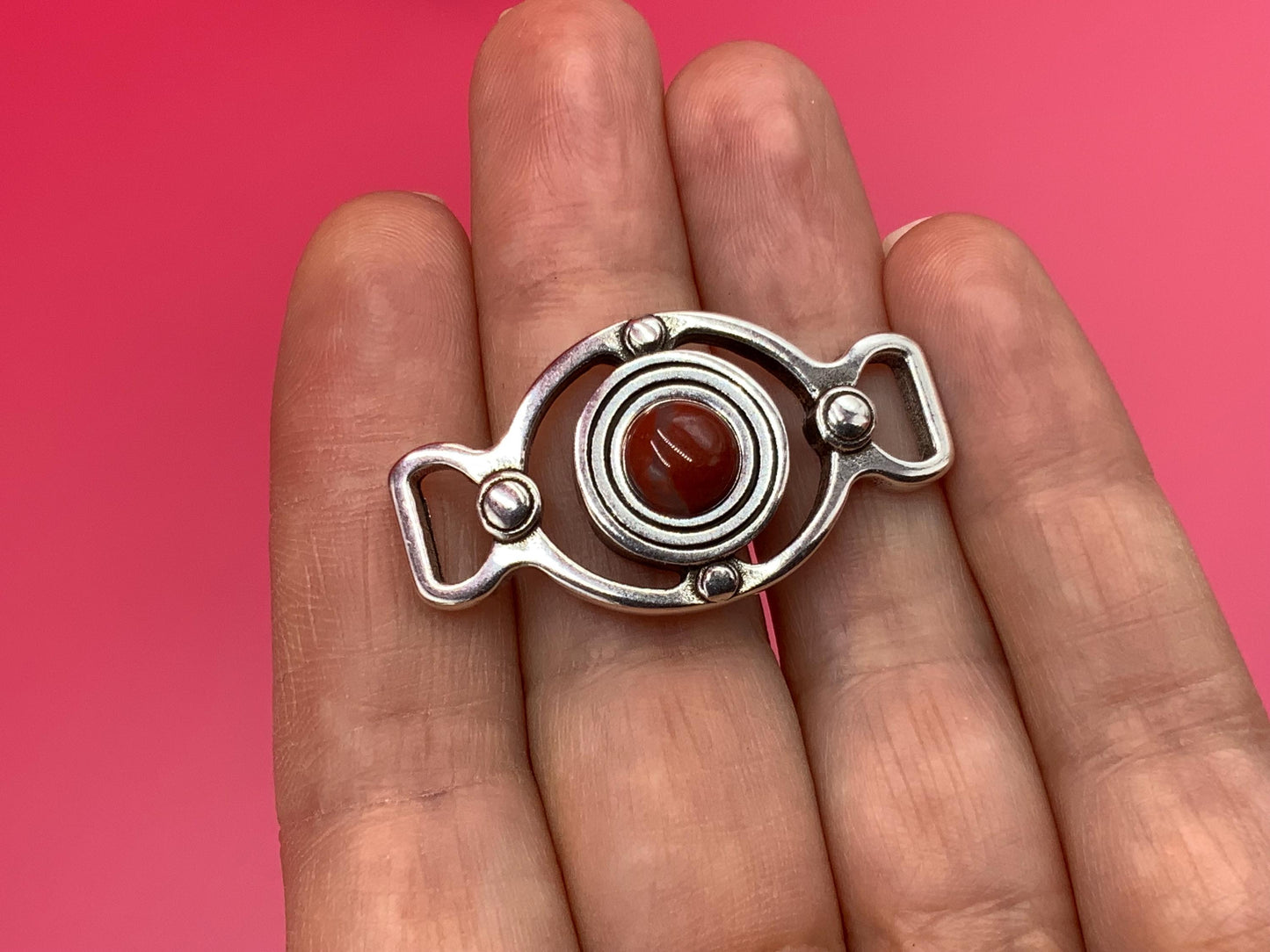 C0101>>MADE in EUROPE  flat cord zamak connector, 6mm cord connector, 5mm cord connector with cabochon Qty1