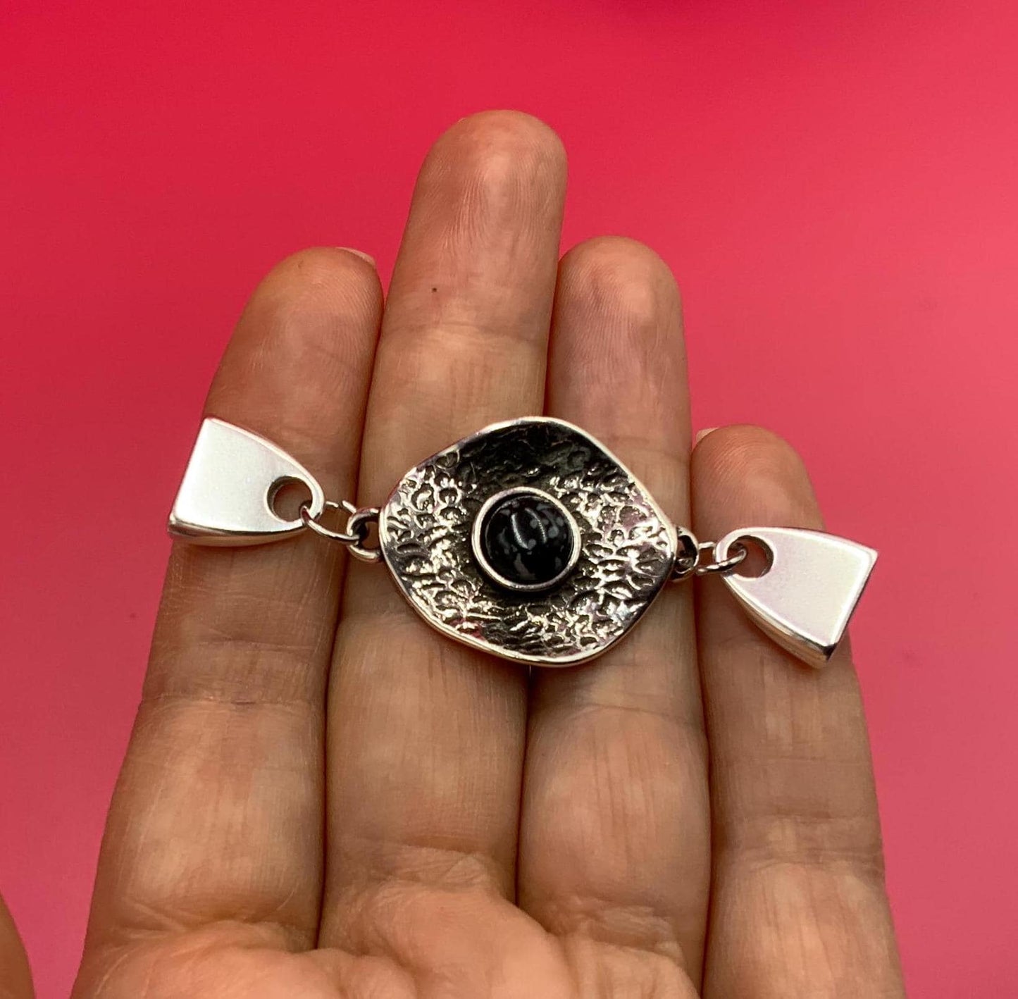C0204>>MADE in EUROPE zamak connector with gemstone, 10mm cord connector, flat 10mm leather cord connector Qty1