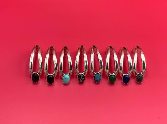 B0112>>MADE in EUROPE zamak oval button half bracelet+ slider, gemstone half bracelet, zamak half cuff with stone cabochon, Qty 1set