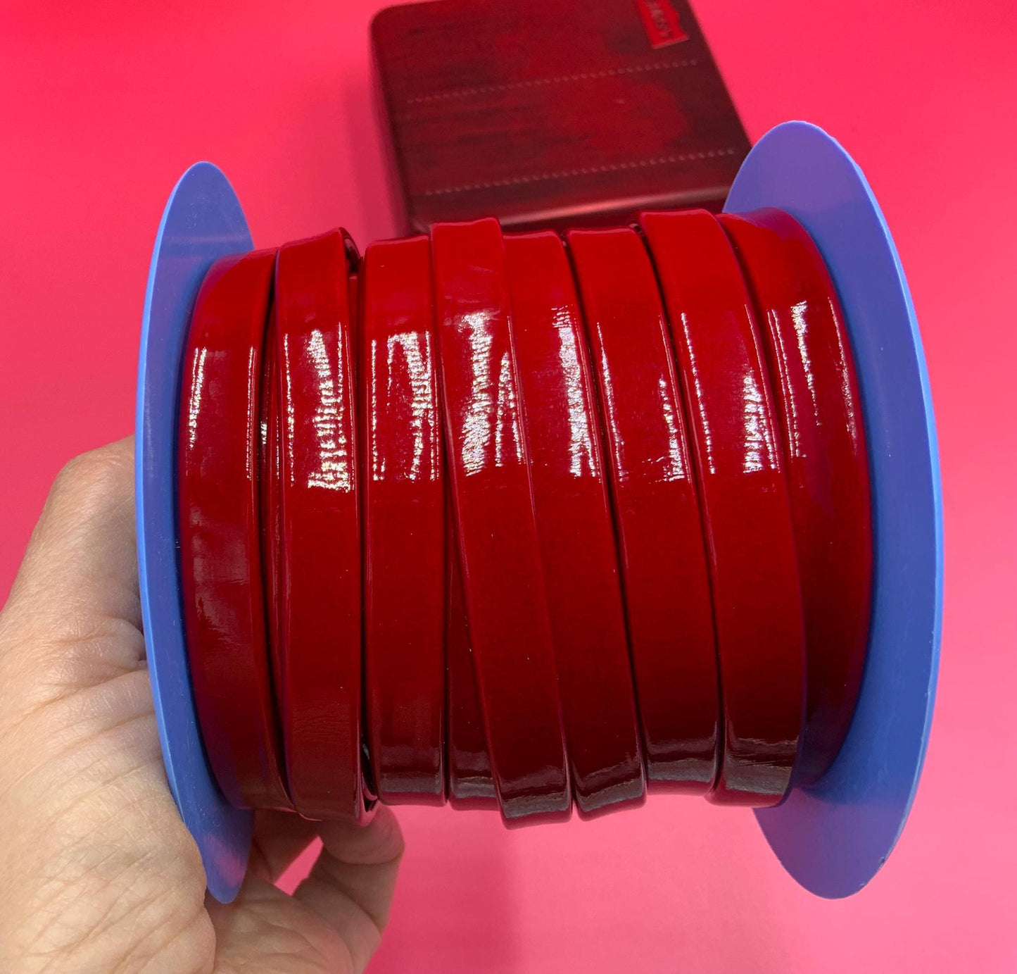 MADE in EUROPE  24" patent leather cord, 10mm flat leather cord, 10mm patent leather cord (TD10CHROJ)
