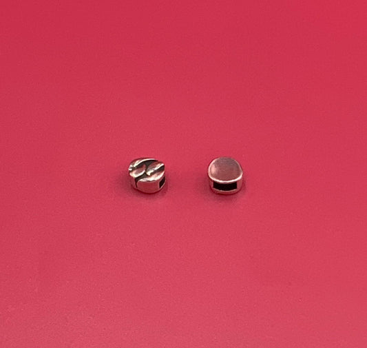 FS0658>>MADE in EUROPE 2 zamak round sliders for 6mm cord, flat cord round slider, zamak round slider  qty2