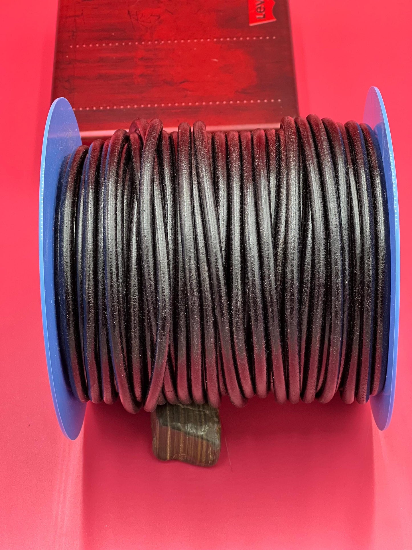 MADE IN SPAIN 2 feet (24"-60cm) black round leather cord, 5mm round leather cord, spanish leather cord (5ANINEG)