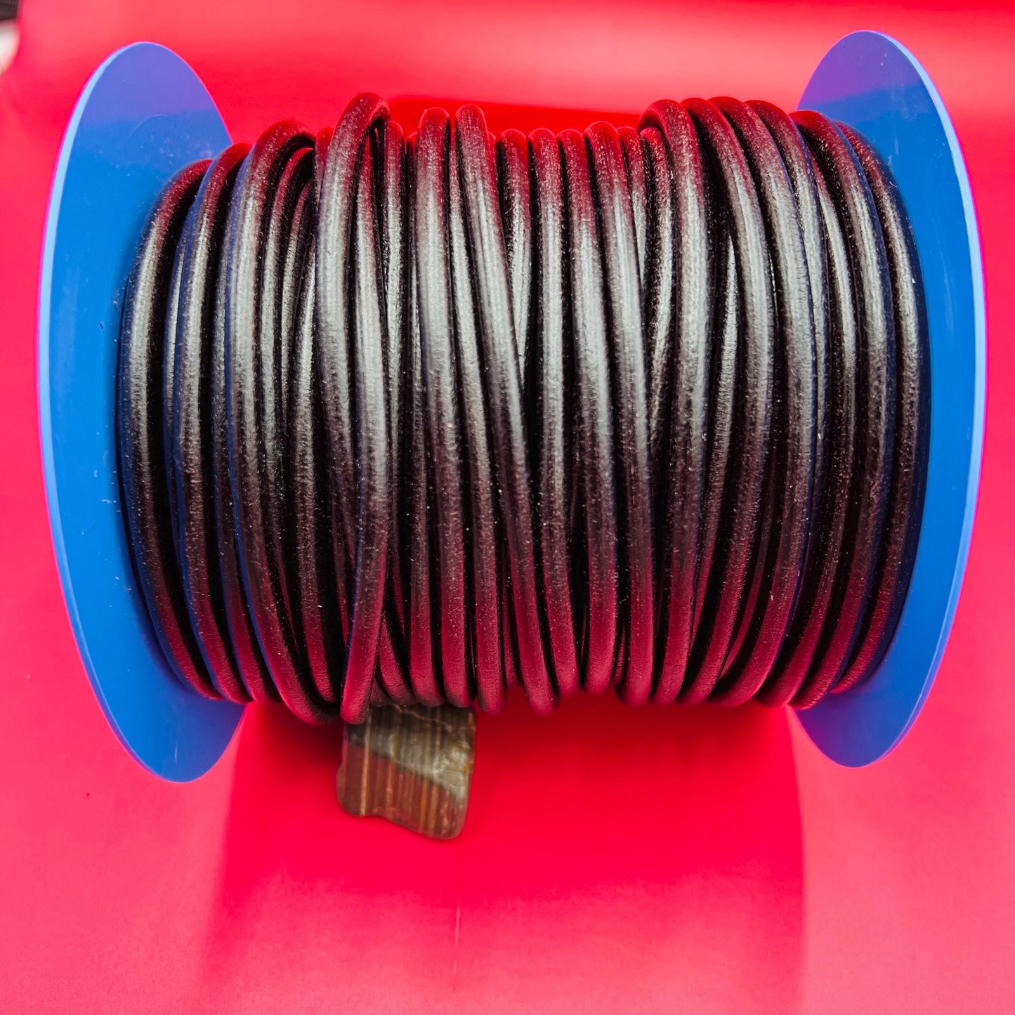 MADE IN SPAIN 2 feet (24"-60cm) black round leather cord, 5mm round leather cord, spanish leather cord (5ANINEG)