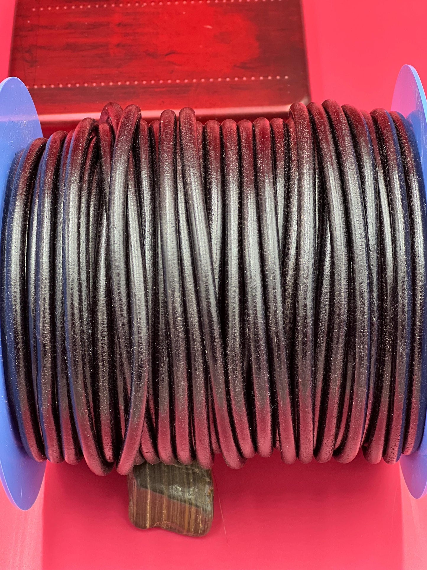 MADE IN SPAIN 2 feet (24"-60cm) black round leather cord, 5mm round leather cord, spanish leather cord (5ANINEG)