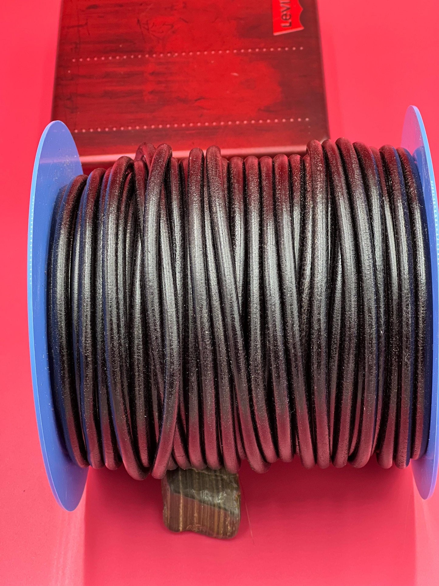 MADE IN SPAIN 2 feet (24"-60cm) black round leather cord, 5mm round leather cord, spanish leather cord (5ANINEG)