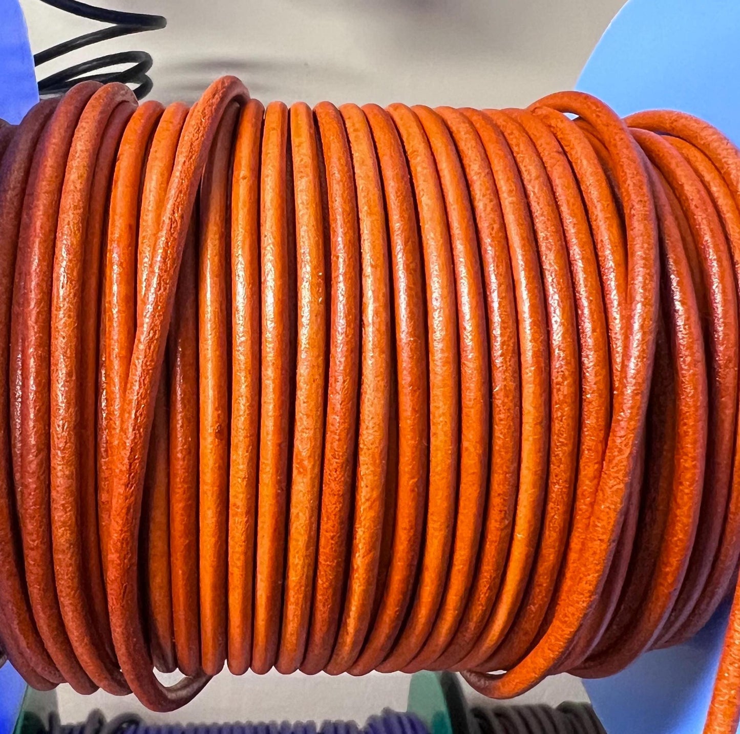 MADE IN SPAIN 6 feet 3mm leather cord, 3mm orange leather cord, 3mm round leather cord, (3ANINAR)