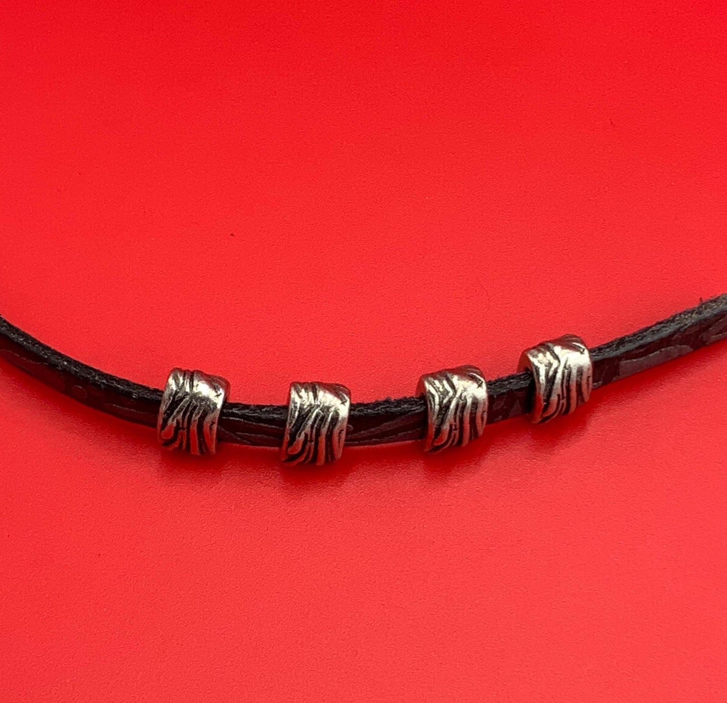 FS0667>>MADE in EUROPE pewter 4 crimp sliders for 5mm cord, flat cord crimp sliders, qty4
