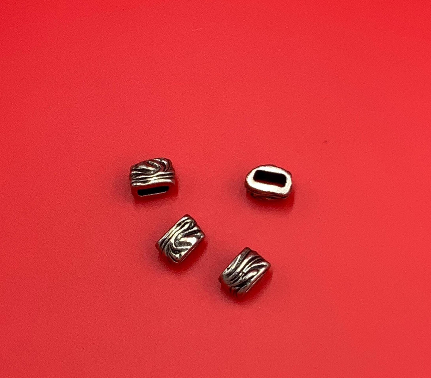 FS0667>>MADE in EUROPE pewter 4 crimp sliders for 5mm cord, flat cord crimp sliders, qty4