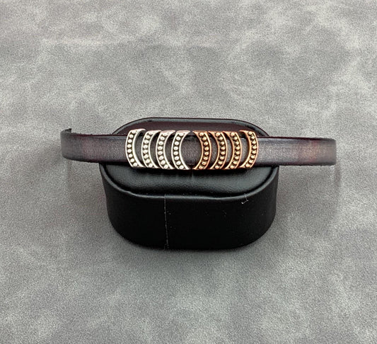 FS0459>>MADE IN EUROPE 4 curved crimpable sliders, 10mm flat cord sliders, silver bar sliders Qty4