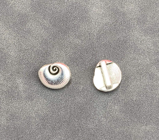 FS0665>>MADE IN EUROPE 2 zamak seashell sliders, sliders for flat cord, 10mm flat cord sea shell slider Qty2