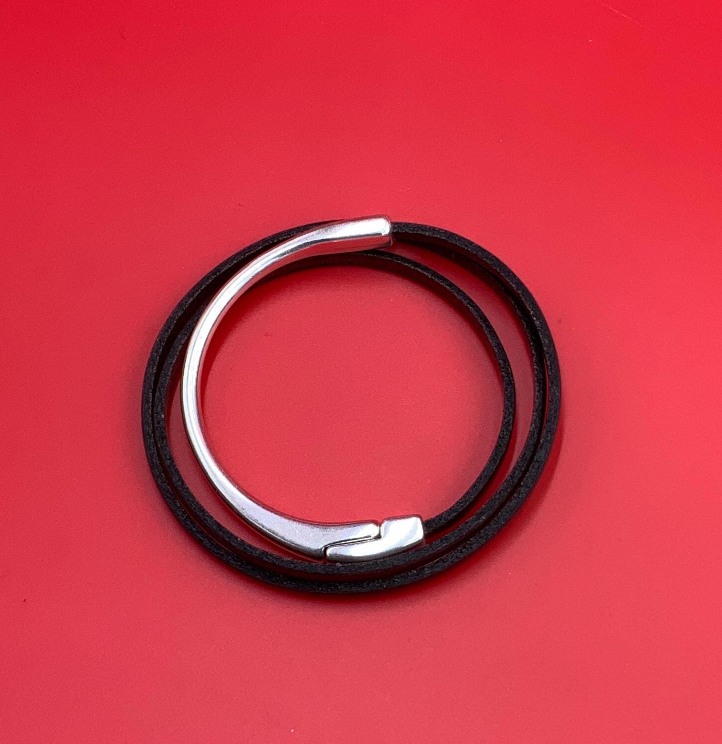B0113>> 3mm flat cord half bracelet, silver half bracelet qty 1 set