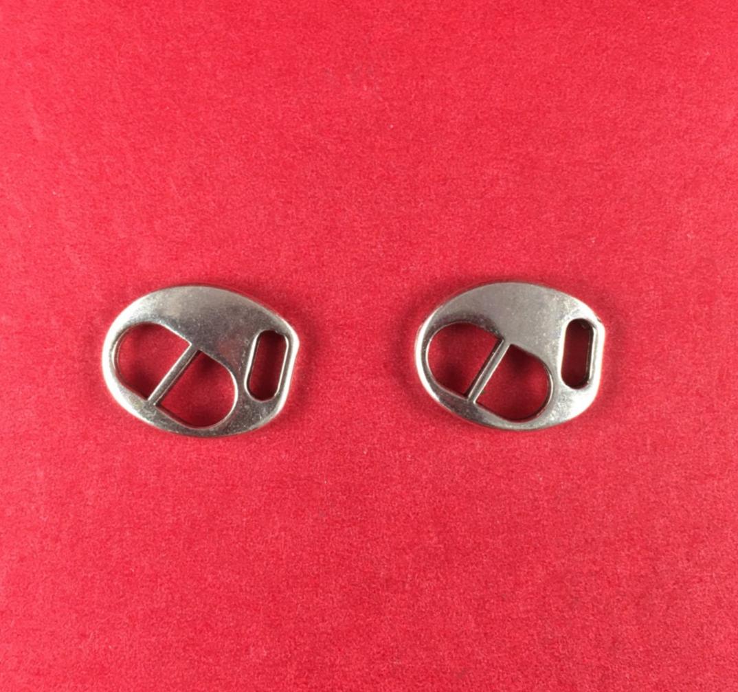 FC0440>>MADE in EUROPE 2 tiny zamak buckle clasps, small buckle clasp, 5mm flat leather cord clasp qty2