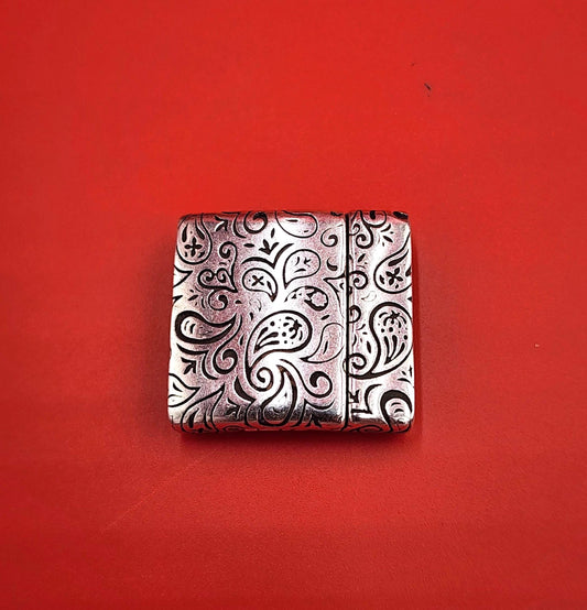 FC0442>>MADE in EUROPE zamak clasp, 20mm flat cord engraved clasp, 20mm flat clasp, silver clasp Qty1