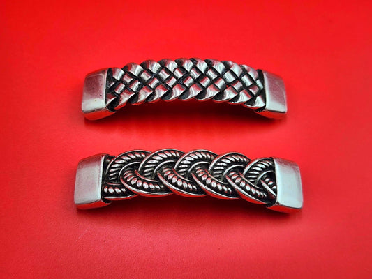 C0208>> MADE in EUROPE zamak connector, zamak embossed connector, zamak connector for 10mm flat leather cord qty1