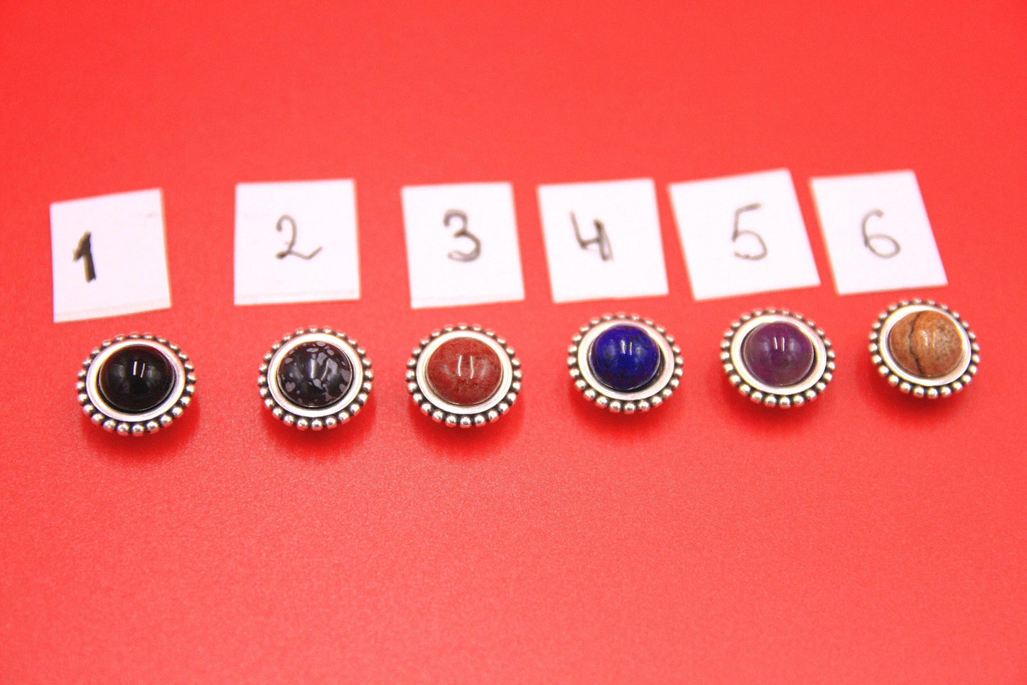 FS0597>>MADE in EUROPE 2 zamak sliders with gemstone cabochon, 5mm flat cord sliders, Qty2