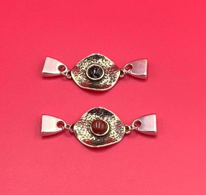 C0204>>MADE in EUROPE zamak connector with gemstone, 10mm cord connector, flat 10mm leather cord connector Qty1