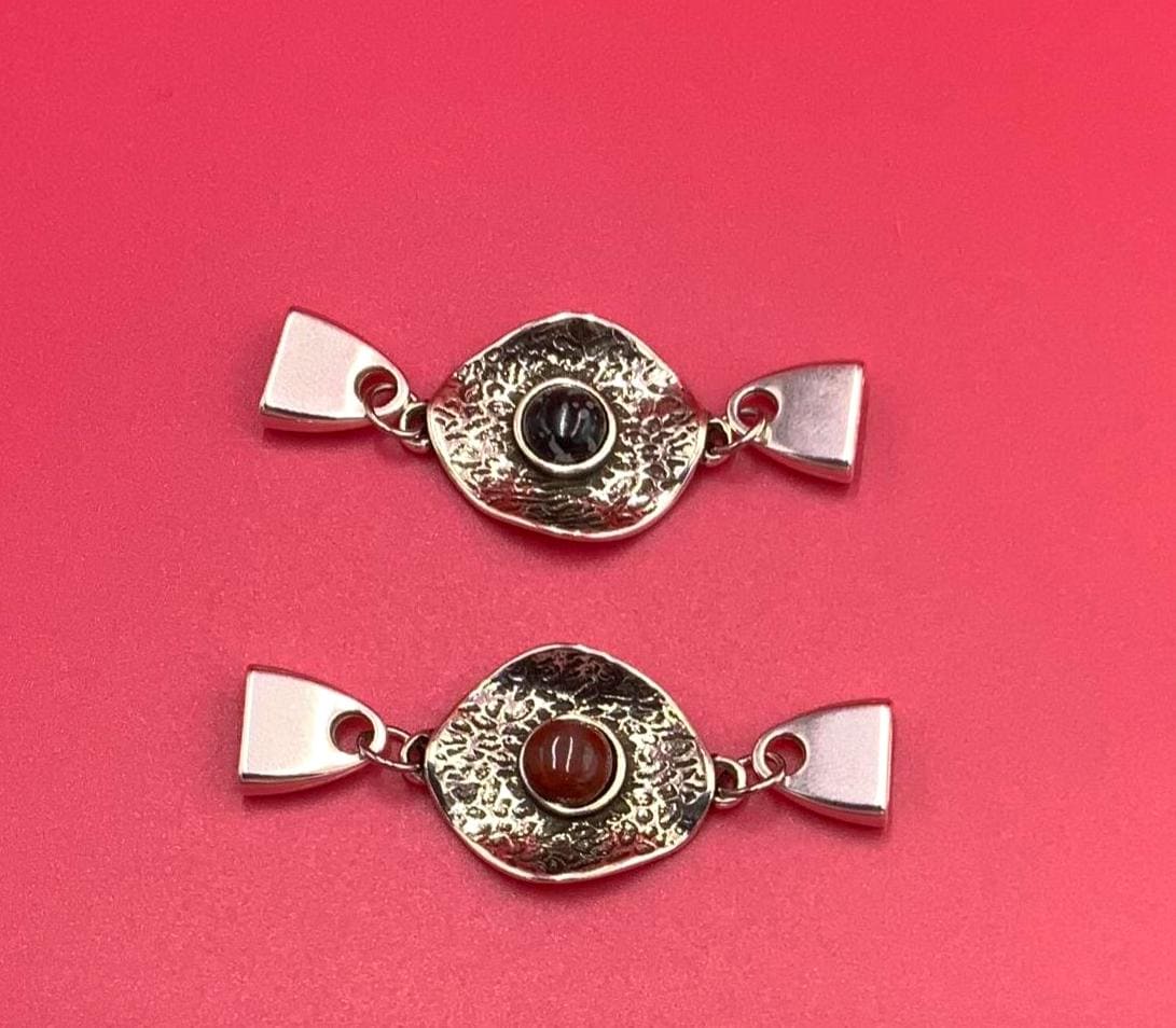 C0204>>MADE in EUROPE zamak connector with gemstone, 10mm cord connector, flat 10mm leather cord connector Qty1