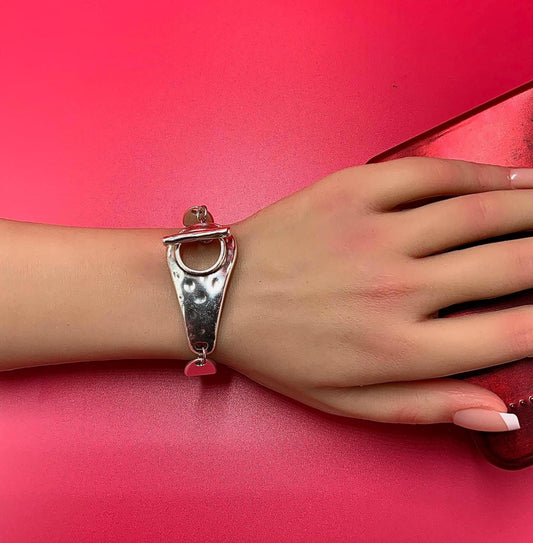 FC0439>>MADE in EUROPE zamak 10mm flat cord clasp, hammered toggle clasp, zamak 10mm clasp, Qty1